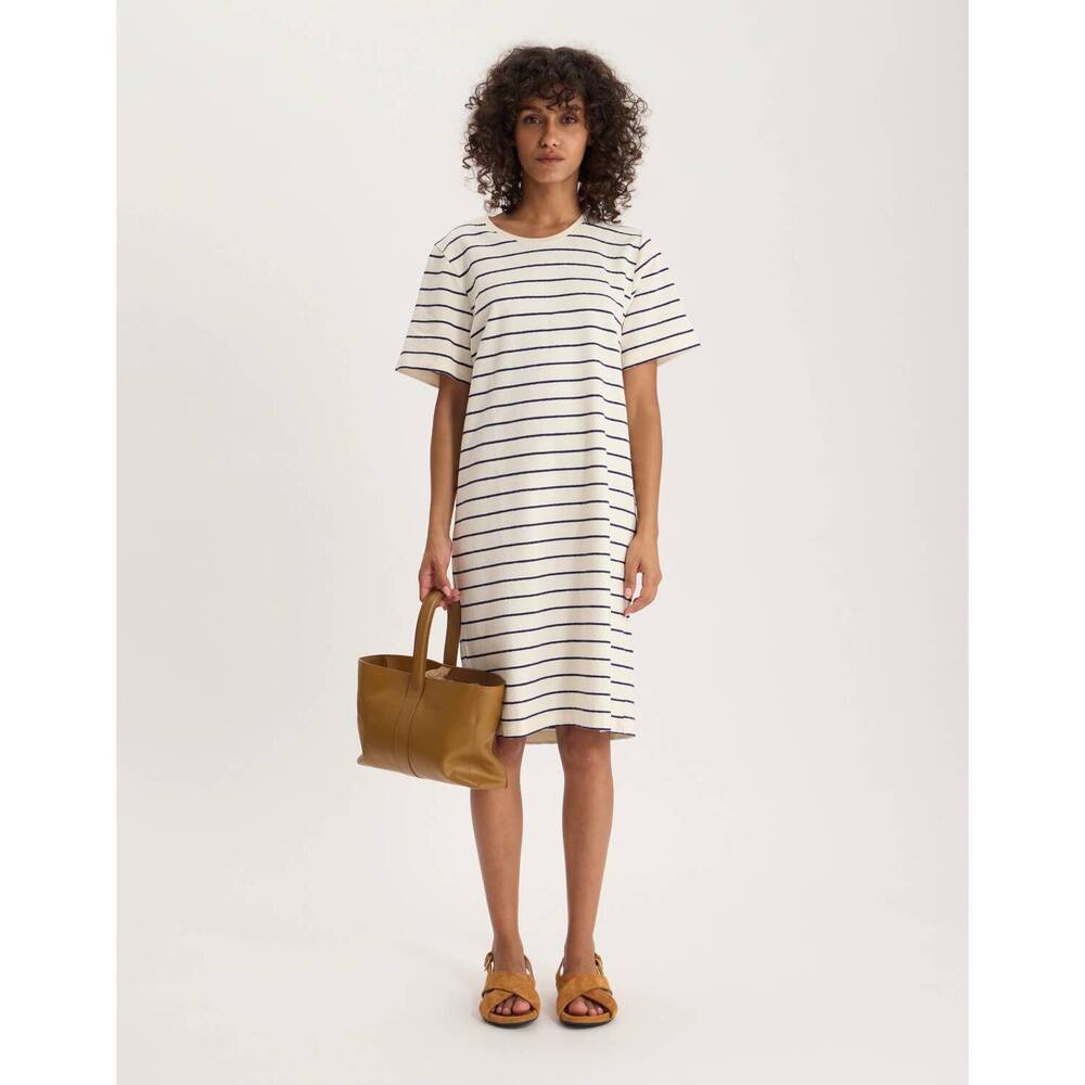 NEW INES DE LA FRESSANGE axelle tee shirt dress in ecru/navy